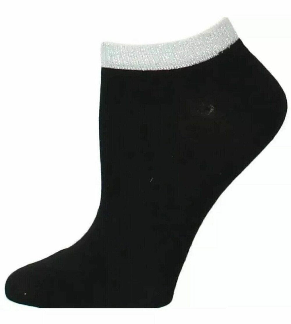 INC Womens Metallic Knit Casual Socks Black O/S